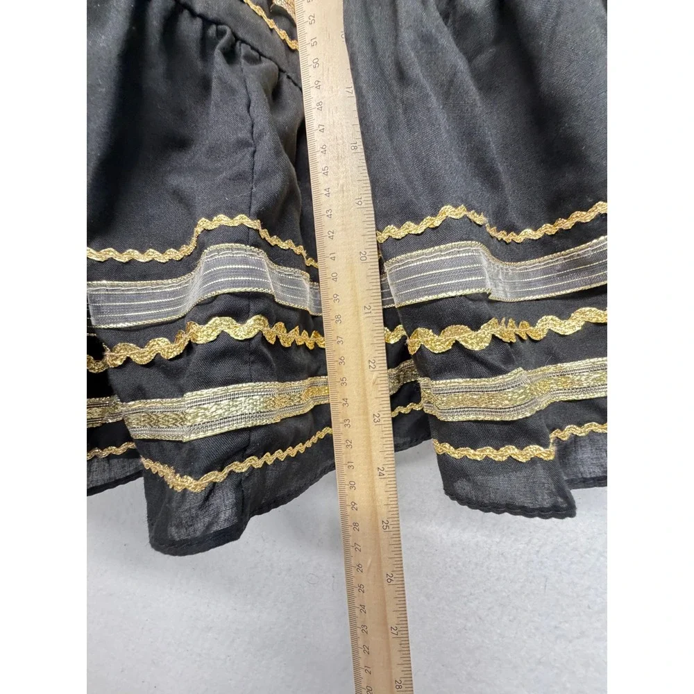 Square Up Fashions Black Gold Metallic Fair Square Dance Skirt M